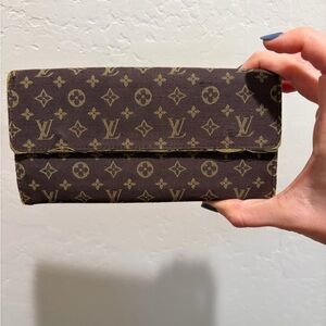 SOLD- Louis Vuitton Brown and Tan denim Monogram wallet